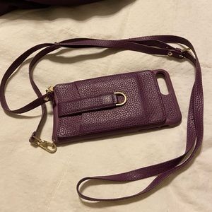 Leather phone case with shoulder strap